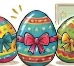 Überall im Schulgebäude bunte Eier