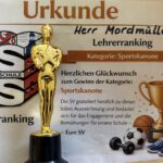 Herr Mordmüller gewinnt das SV-Lehrerranking als bester Sportlehrer der ASRS